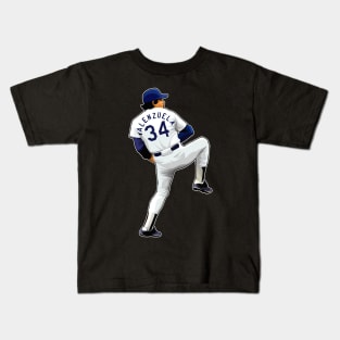 Fernando Valenzuela #34 Pitches Kids T-Shirt